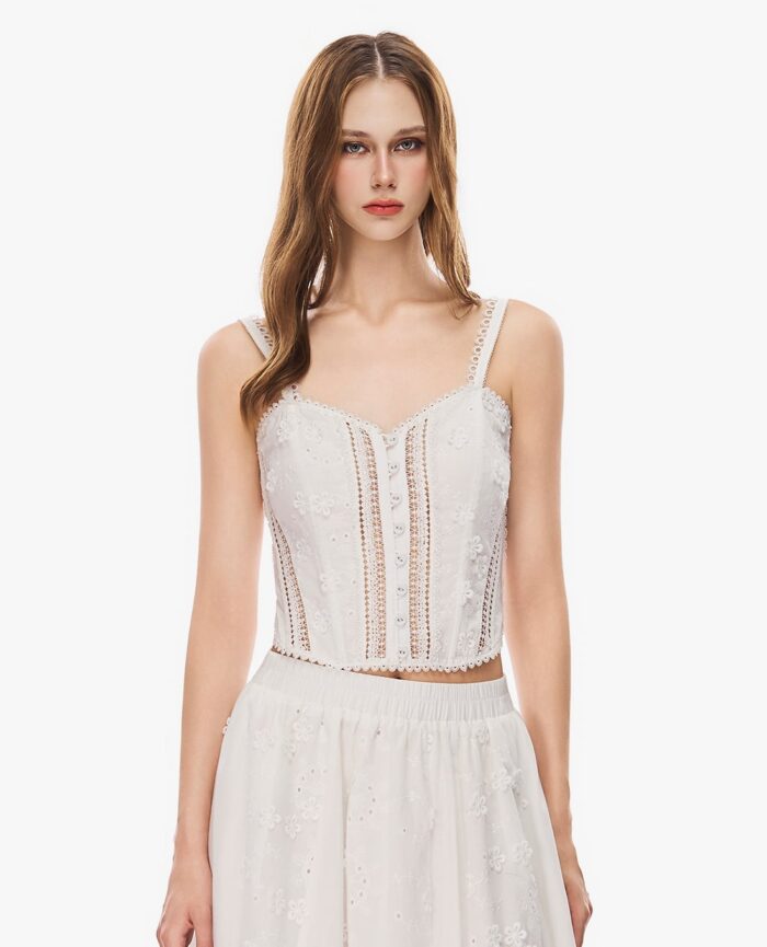 Women's V-neck crop top with lace